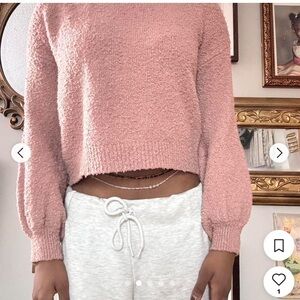 Hippie Rose Women's Cozy Sweater - Pink size medium.